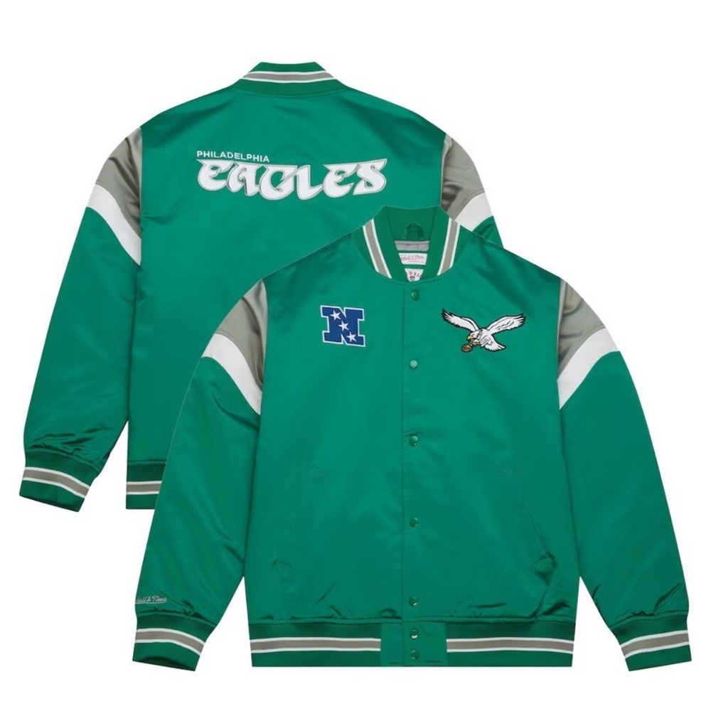 NWT Authentic Mitchell & Ness Heavyweight Eagles Satin Jacket